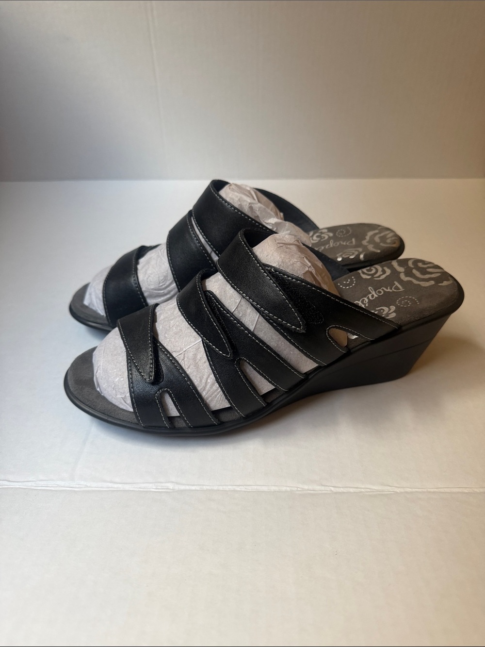 New In Box! Propet Black Wedge Sandals | 10 (2E)